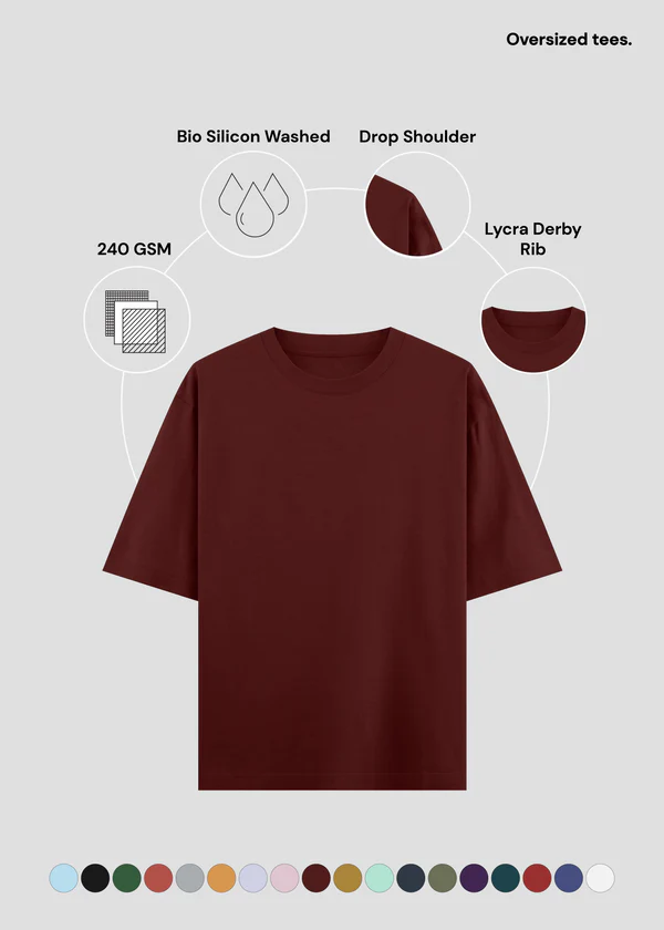 Maroon Oversized T-Shirt - Feature Infographic