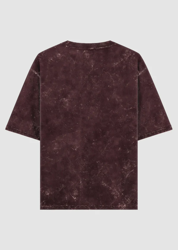 Maroon Acid Wash Oversized T-Shirt - Back View
