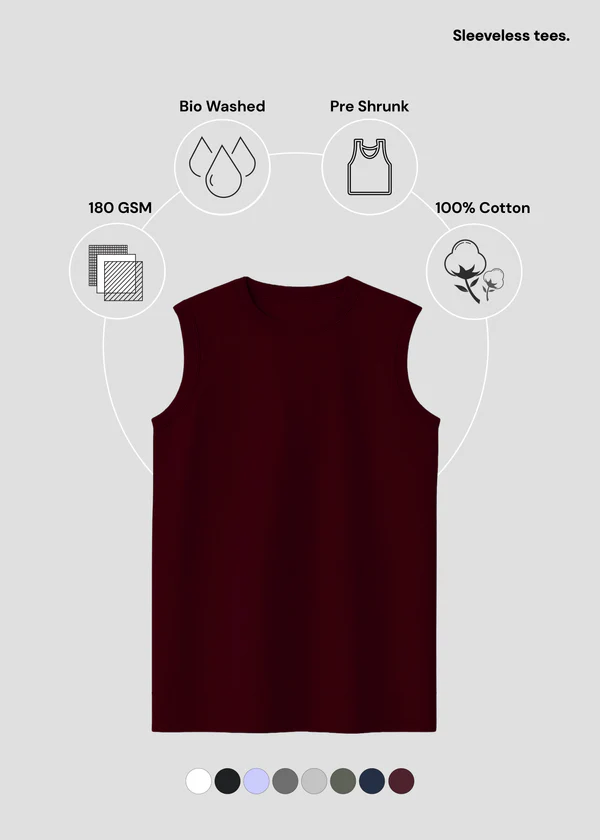 Sleeveless Tee - Maroon