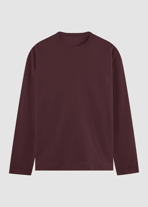 Maroon Full Sleeve T-Shirt - Flat lay front