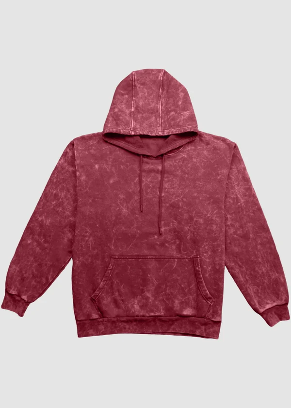 Acid Wash Hoodie - Maroon