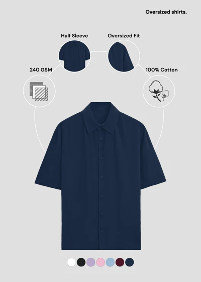 Navy Blue Oversized Shirt - Feature Infographic