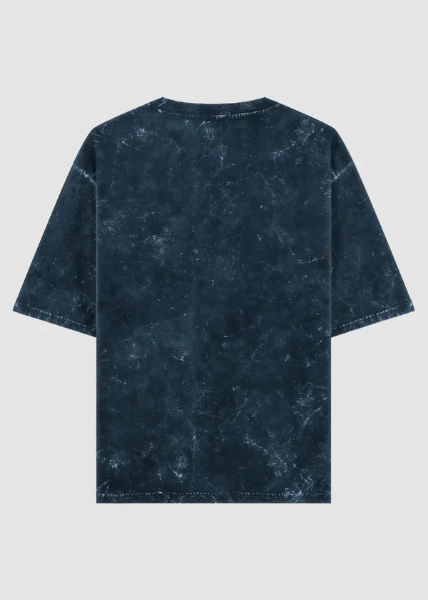Premium Oversized Acid Wash T-Shirt - Navy Blue Back