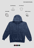 Acid Wash Hoodie - Navy Blue