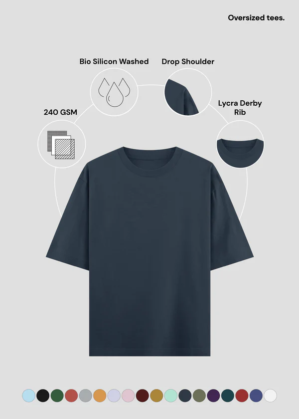 Navy Blue Oversized T-Shirt - Feature Infographic