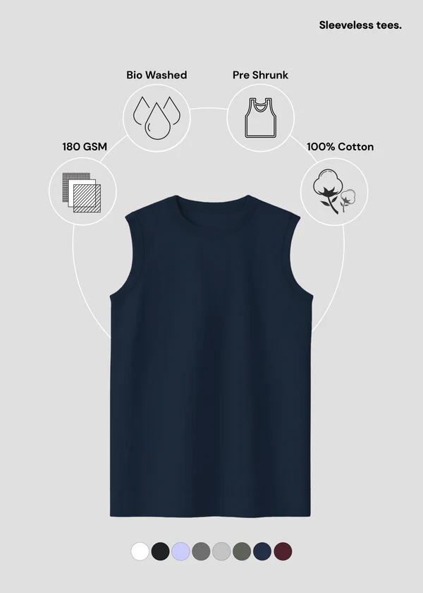 Sleeveless Tee - Navy Blue