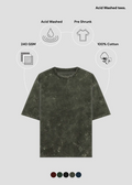 Olive Green Acid Wash Oversized T-Shirt - Feature Infographic