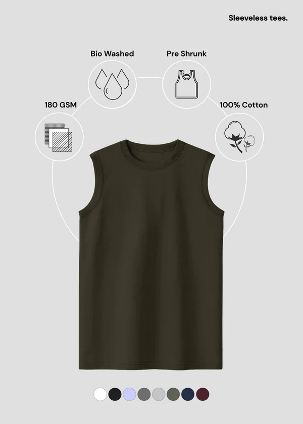 Sleeveless Tee - Olive Green