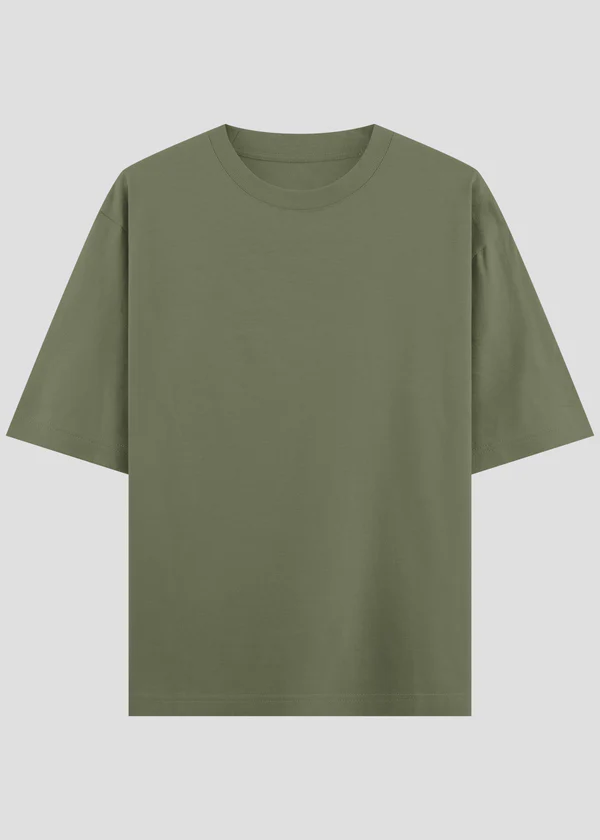 Olive Green Oversized T-Shirt - Front View