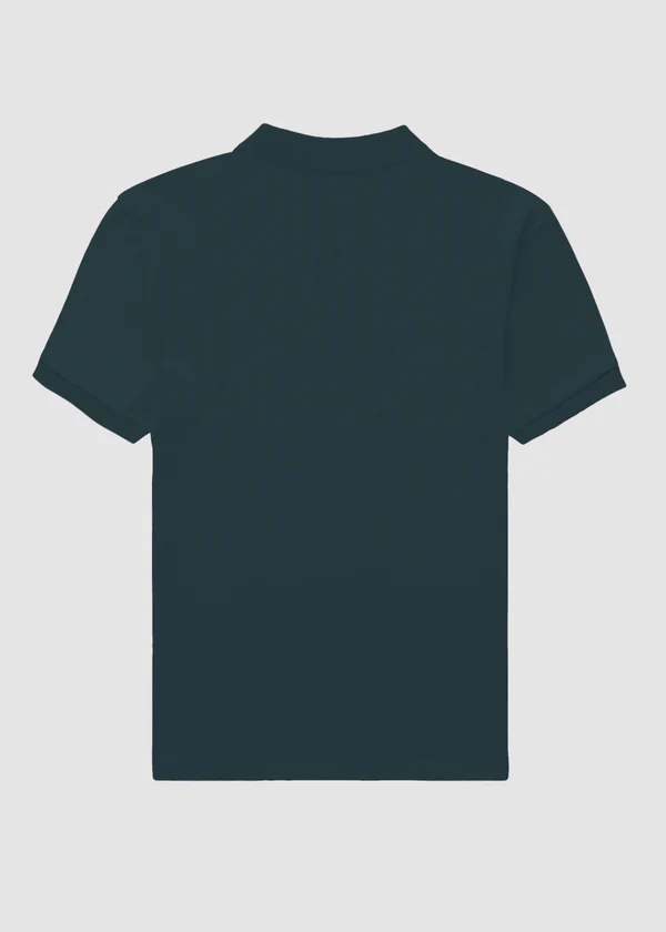 Petrol Blue Premium Polo T-Shirt - Back View
