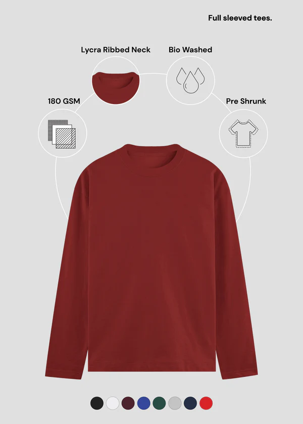 Red Full Sleeve T-Shirt - Feature Infographic