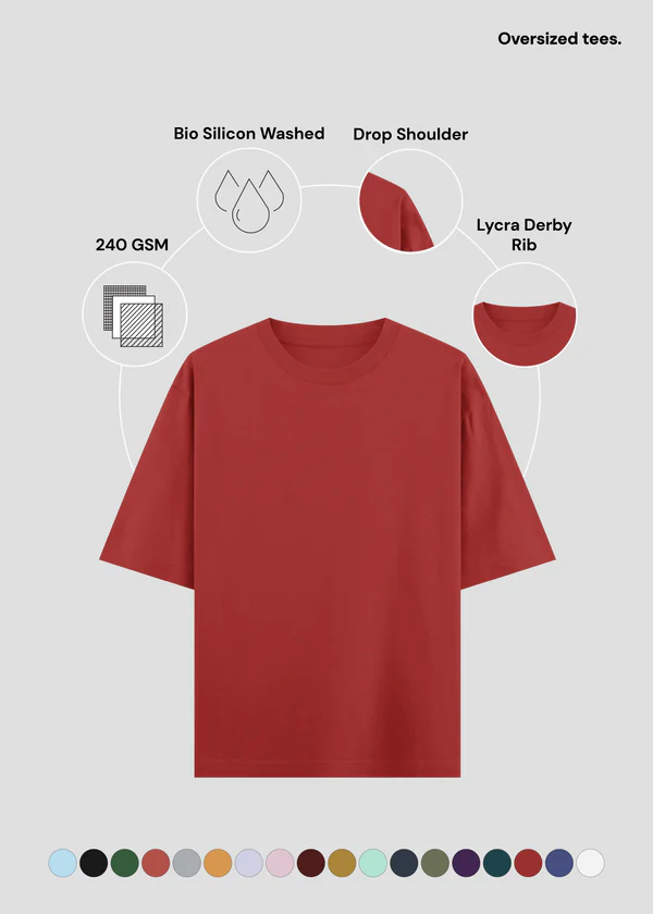 Brick Red Oversized T-Shirt - Feature Infographic