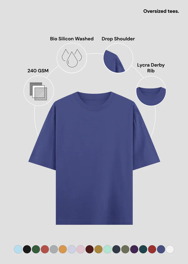 Royal Blue Oversized T-Shirt - Feature Infographic