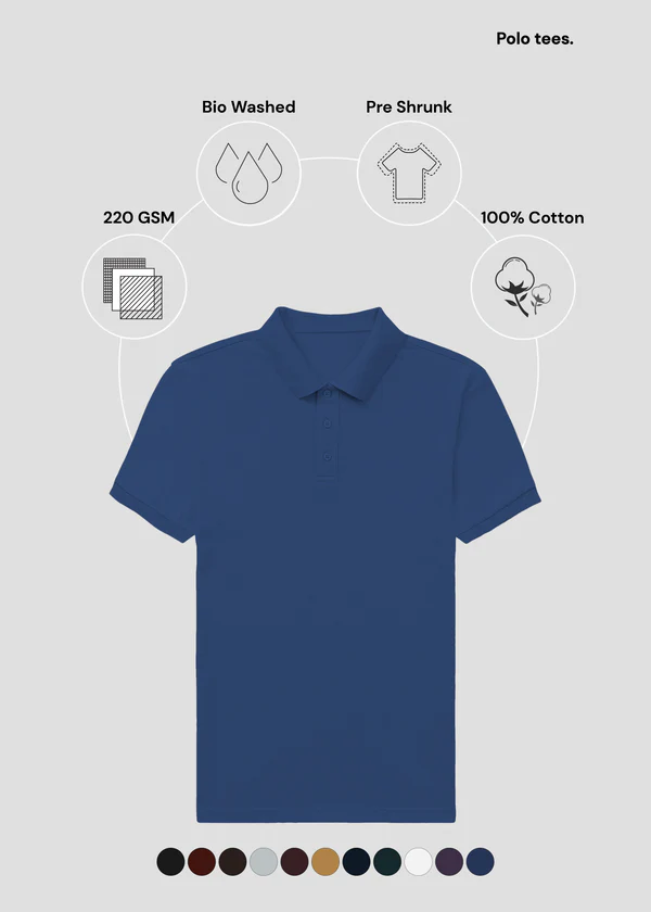 Royal Blue Premium Polo T-Shirt - Feature Infographic