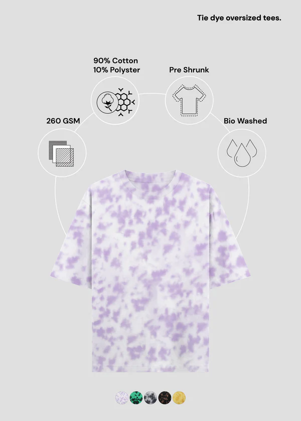 Lavender Tie Dye Oversized T-Shirt - Feature Infographic